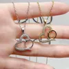 Hanger Kettingen Rvs Micro Verharde Kristallen Hart Ring Ketting Voor Vrouwen Mode Luxe Fijne Sieraden Accessoires Drop