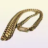 14mm Mens Cuban Miami Link Necklace Stainless steel Rhinestone Clasp Iced Out 18K Gold FILLHip hop Chain Necklace 30quot2461084