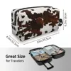 Cosmetic Bags Faux Fur Cowhide Texture Bag Large Capacity Animal Hide Pattern Skin Leather Makeup Case Beauty Storage Toiletry