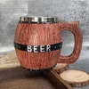 Tazze 2 pezzi Simulazione tazza di birra a forma di secchio tazza di grande capacità stile vintage rilievo vino bicchieri isolati per party bar