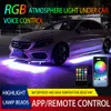 Nieuwe decoratieve lichten Auto lichtstrook App -controle stromende kleur RGB Music Sfeer Auto LED onder 120 150 tube Underglow Underbody System Neon Lampen