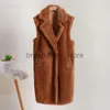 Pele feminina pele sintética marca de luxo pista moda longo teddy bear gilet colete de pele casaco feminino inverno quente oversized sem mangas jaqueta de pele sintética colete j231219