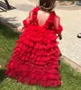 Flickaklänningar Baby Dress Party för 1 år födelsedag prinsessan blommig dopklänningskläder med löstagbar svans