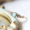 Lamoon 925 Srebrny pierścień dla kobiet wzór morza Larimar Tanzanite White Topaz Krebria Gold Gold Gemat Biżuteria LMRI144 2011220B