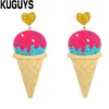 Lovely Summer Ice Cream Stick Dangle Earrings for Women Glitter Acrylic Long Drop Earring Fashion Jewelry Trendy Accessories229z