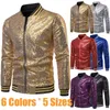 Vestes pour hommes Hommes Mâle Paillettes Élégant Mince À Manches Longues Veste De Baseball Manteau Zipper Manteau De Fête De Mariage Veste Tuxedo Costume Manteau Nuit Clubwear 231219