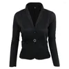 Costumes pour femmes, Blazer et vestes de couleur Pure, élégants, manches longues, court, bureau, simple boutonnage, Streetwear pour dames, 5xl