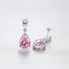 Orecchini pendenti arrivo nuziale in argento 925 da donna superiore stile retrò corte ciondolo con pietra preziosa zircone rosa gioielleria raffinata