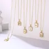 Pendant Necklaces Fashion Rectangle Inlaid Zirconia Letter Initial 26 Alphabet Gold Plated Clavicle Chain Necklace For Women Jewelry Gifts