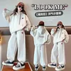 Rompers Autumn Winter Kid Girls Clothes Baseball Jersey Sports Suit Kids Girl Letter Coat Long Trousers 2 Piece Set 7 14 Years 231218