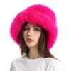 Chapeaux à large bord seau chapeau en fausse fourrure femme élégante automne et hiver pêcheur couleur coréenne senior chaud 231218