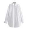 Kvinnors blusar Autumn Women Solid Long Blus Tops 2023 Office Ladies Lapel Single Breasted Sleeve Shirt Causal Pending