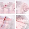 Robes de fille Vêtements pour enfants Nouvelles filles d'été à manches courtes Robe avec nœud Enfants Robes de princesse Lolita Robe de bal bouffante en maille pour bébé