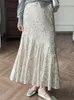 스커트 Korobov Silver Searn A- 라인 낚시 테일 치마 빈티지 스커트 여성 긴 드레스 한국 패션 Y2K 의류 FALDAS PARA MUJERES 231218