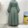 Ethnic Clothing Turkey Arabic Long Dress Abayas For Women Dubai Loose Sleeve Side Pocket Muslim Femme Musman Kaftan Drop Delivery Appa Dhbjg