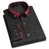 Men's Casual Shirts Business Dress Male Formal Button-Down Social Collar Camisa Elastic Anti-wrinkle Men Shirt Pocket Q56