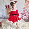 Girl's Dresses Girls Christmas Dress Santa Dress Up Little Girls Belted Princess Dress + Tiara Girls Dress