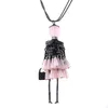 Pendant Necklaces 1pcs Mixed Color Crystal Necklace Cute Girl Puppet 9 2cm Bling Sequins 69cm For Women Jewelry 32L35