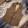 Gilet da uomo Gilet Steampunk Formale Verde Nero Maschile Molle Plaid a spina di pesce in lana Tweed Gilet vintage per uomo Abito 2023