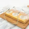 Conteneurs à emporter 10 pièces boîte à cupcakes récipient à dessert en papier transparent avec poignée rectangulaire en plastique Portable l'animal de compagnie