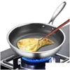 Pans Stainless Steel Wok Small Frying Pan Honeycomb Nonstick Saucepan Skillet Saute Cooking Utensils Egg Drop Delivery Home Garden Kit Otkyu