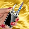 2024 Newest Creative Lever Metal Windproof Lighter Straight Blue Flame Turbo Torch Cigar Personalized Men's Gift
