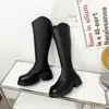 Boots Big Size Cow Leather Stretch Over-the-knee Platform Round Toe High Heels Winter Women Warm Thigh