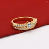 Cluster Rings Luxury Zircon Plated Gold 925 Sterling Silver Broad Lovers Ringl Fashion Jewelry Design Woman