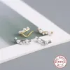 Stud 100% Real 925 Sterling Silver Climber Earrings Korean INS Pearl Earring For Women Brincos Oorbellen Pendientes PlataStud316p