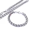 24'' 8 5'' Pure 316L Stainless Steel Silver HUGE 6mm wide wheat Rope chain link Chain Necklace & Bracelet Mens2760