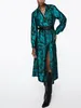 Casual jurken Boheemse vrouwen reverskraag knoopsluiting elegante midi-shirtjurk met riem lange mouw vintage paisley-print boho