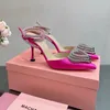 H Sandaal Triple Heart Platform Pumps Satijnen Puntige Dikke Hak Geklede Schoenen Kristal Verfraaid Avondschoen 6,5 cm 10 cm Ontwerpers Riem Bruiloft