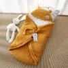 毛布ベビーブランケットベルベットソフトかわいいキャリーコット袋おむつ交換幼児スワドルラップイエローグレー冬ウォームボーン