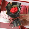 Decorative Flowers Wreaths Creative Knit Flower Bouquet Hand Woven Tip Sunflower Rose Cloghet Hand-Knitted Wedding Party Decoratio Dhvqt