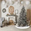 Christmas Decorations White Grey Tree Skirt With Cute Santa Claus Reindeer Snowflake Xmas Ornaments Mat For Indoor Holiday Party Decoration