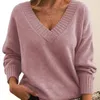 Maglioni da donna Autunno e inverno Pullover a maniche lunghe con scollo a V Camicia in maglia Top casual versatili e alla moda