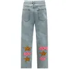 Jeans da uomo American Retro Design di nicchia Lettera ricamata da uomo High Street Slim Pantaloni casual dritti Coppia Harajuku Joker Pantaloni 231218