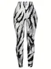 Calças femininas inverno branco zebra impressão leggings sexy casual cintura alta elástica apertada bottoming