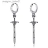 Stud Vintage Sword She Hoop Earrings Silver Color Punk Jewelry Statement Pendant Design Retro EardropC24319