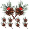 Decorative Flowers Garneck Christmas Wreath Making Decoration Artificial Pine Cone Berry Set Red Holly Berries Natural Pinecones Branches