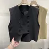 Gilet da donna 2023 asimmetrico primavera e autunno girocollo doppia fila multi bottone irregolare moda casual gilet cappotto