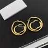 Vintage Double Letter Charm Earrings Golden Round Studs Women Hollow Ear Hoops Personality Birthday Christmas Gift With Box345q
