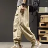 Pantaloni da uomo da uomo vestibilità ampia streetwear cargo con tasche elastico in vita per pantaloni lunghi stile hop cinturini alla caviglia