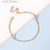 Anklets Trend Single Row Full Crystal Rhinestone Anklet Women Bracelet Beach Imitation Barefoot Sandal Leg Golden Chain Foot JewelryL231219