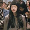 Wang Ziwen, une célébrité avec le même pull chaud à capuche tricotée avec le même logo M, chapeau froid polyvalent pour enfants d'automne et d'hiver célèbre sur Internet