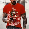 Erkek Tişörtleri 2022 Noel Adam T-Shirt Yeni Erkekler Kısa Kollu Tatil Elbise Mürettebatı Top Tee Noel Baba Sokak Giyim Moda Serin Tişörtler T231219