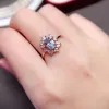 파티를위한 눈부신 실버 아쿠아 마린 링 5mmx7mm 0.6ct 100% 천연 아쿠아 마린 실버 링 10 월 Birthstone