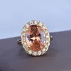 Anéis de cluster sólido 14k cor de ouro jóias natural ametrine anel para mulheres finas anillos de prata 925 jóias casamento bandas noivado