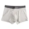 Cuecas masculinas de algodão boxer bolsa curta roupa interior ultra-macia pele amigável breve cintura média calcinha sólida solta elasticidade lingerie