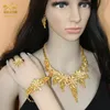 Wedding Jewelry Sets Bridal Dubai Gold Plated Set For Women Indian African Necklace Earrings Ring Bracelet Nigerian Wholesale 231219